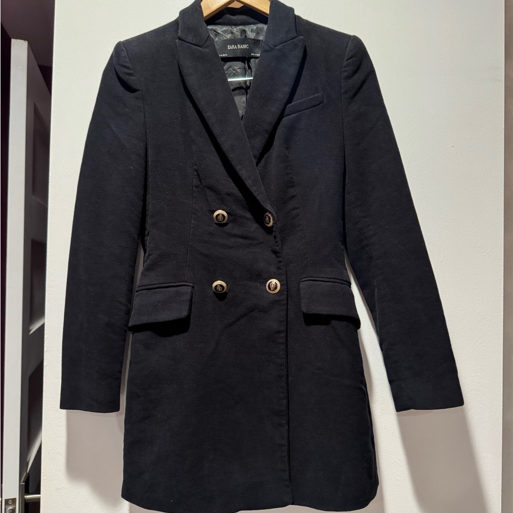 Zara Black Tailored Blazer Coat